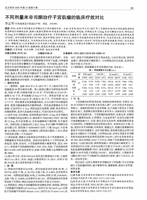 不同剂量米非司酮治疗子宫肌瘤的临床疗效对比