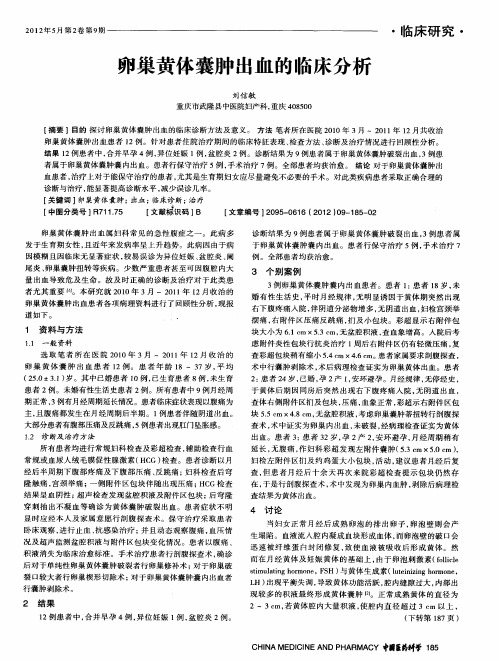 卵巢黄体囊肿出血的临床分析
