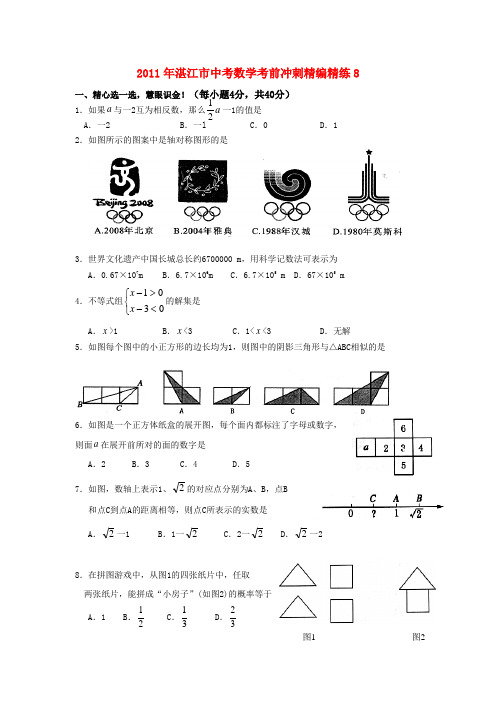 广东省湛江市2011年中考数学考前冲刺精编精练6