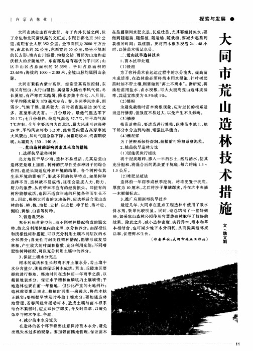 大同市荒山造林技术措施