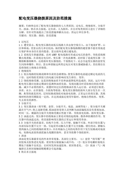 配电变压器烧损原因及防范措施