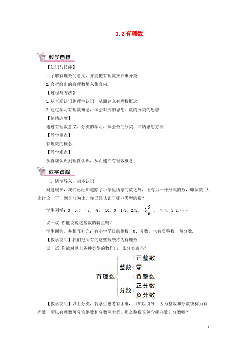 唐河县一中七年级数学上册 第一章 有理数 1.2 有理数1.2.1 有理数教案 新人教版