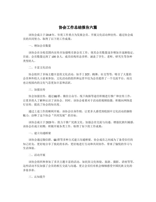 协会工作总结报告六篇