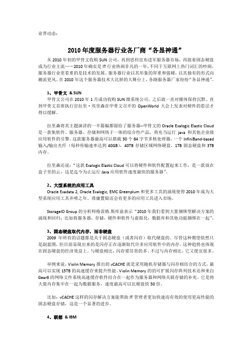 2010年度服务器行业各厂商“各显神通”