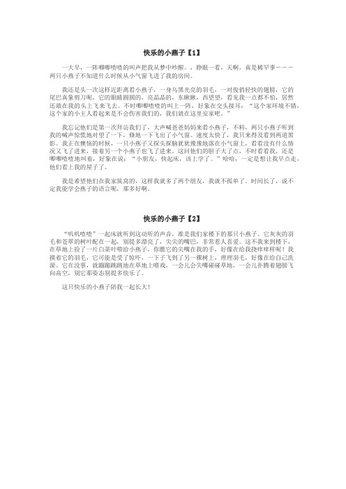 快乐的小燕子作文
