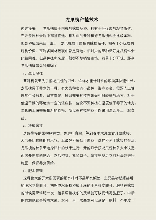 龙爪槐种植技术