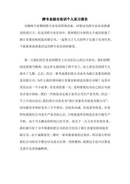跨专业综合实训个人实习报告