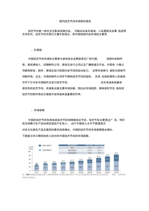 (最新)国内综艺节目市场研究报告