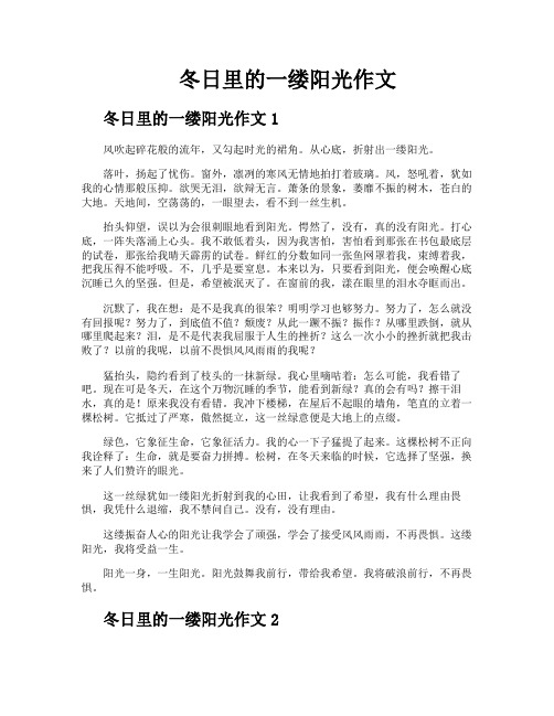 冬日里的一缕阳光作文