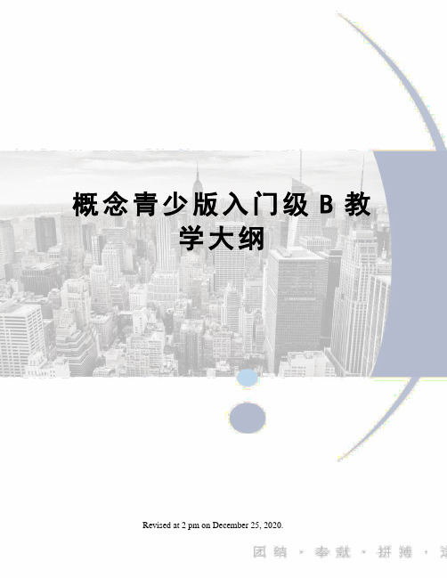 概念青少版入门级B教学大纲