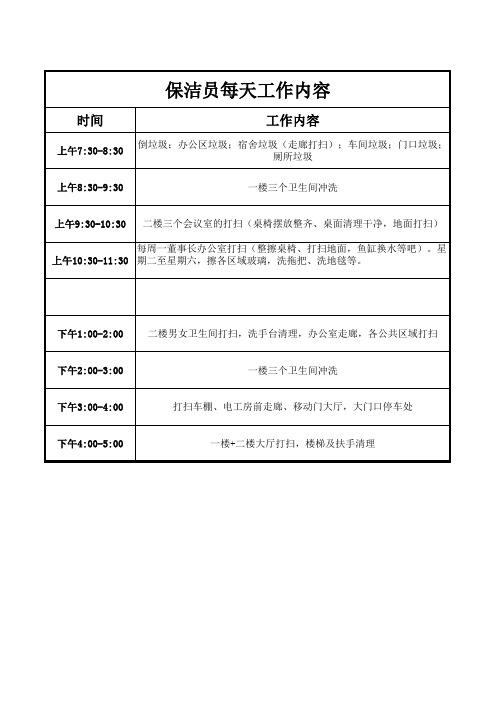 保洁员工作安排