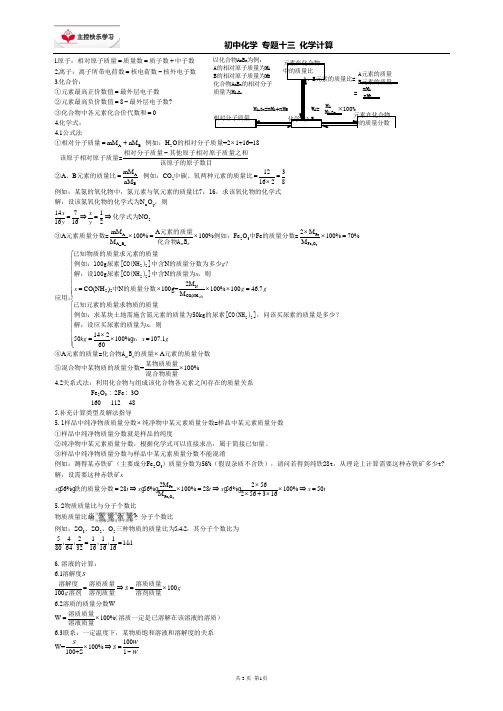 专题十三 化学计算网络图