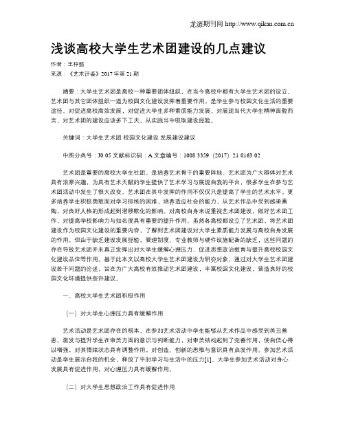 浅谈高校大学生艺术团建设的几点建议