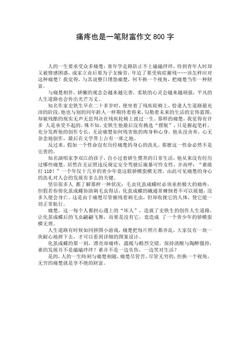 痛疼也是一笔财富作文800字