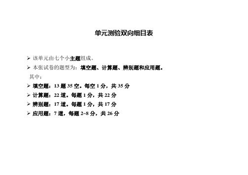 一年级上数学第七单元测验双向细目表