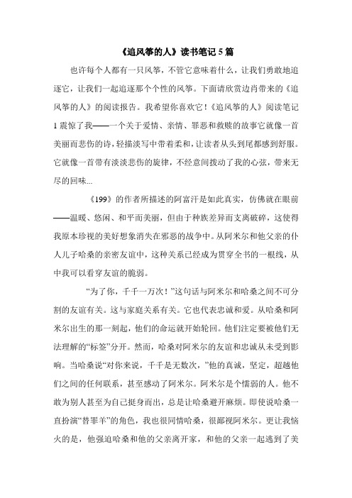 《追风筝的人》读书笔记5篇.doc