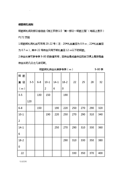 钢筋绑扎规则、绑扎及连接区长度计算、马墩设置方法 、植筋方法及相关计算