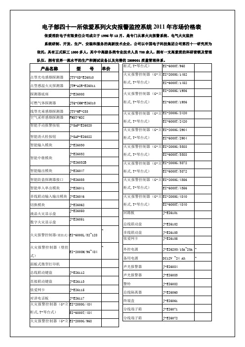 火灾自动报警系统市场价格表