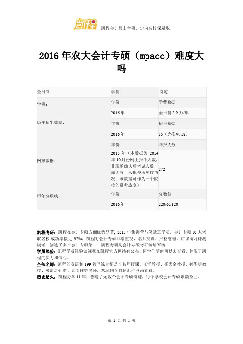 2016年农大会计专硕(mpacc)难度大吗