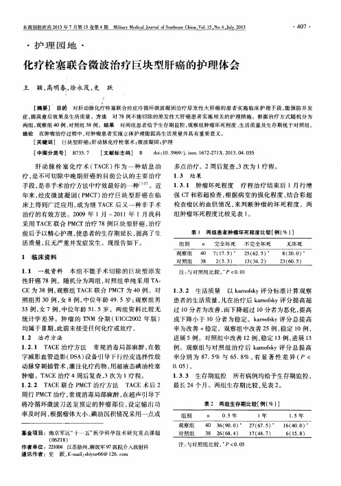 化疗栓塞联合微波治疗巨块型肝癌的护理体会