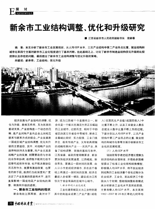 新余市工业结构调整、优化和升级研究