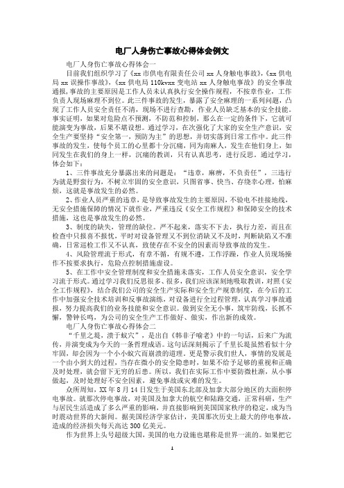 电厂人身伤亡事故心得体会例文