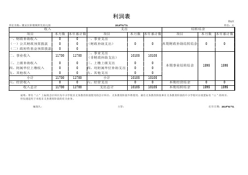 事业单位利润表