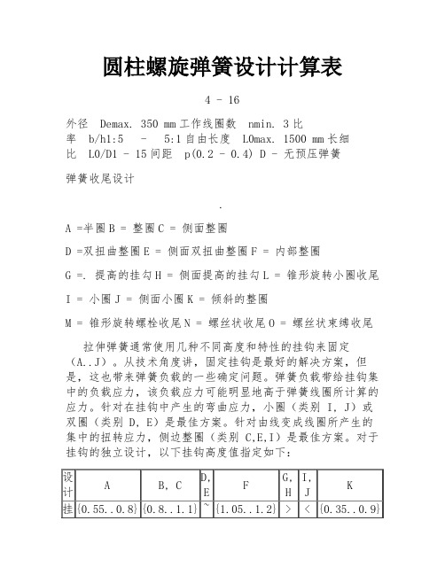 圆柱螺旋弹簧设计计算表