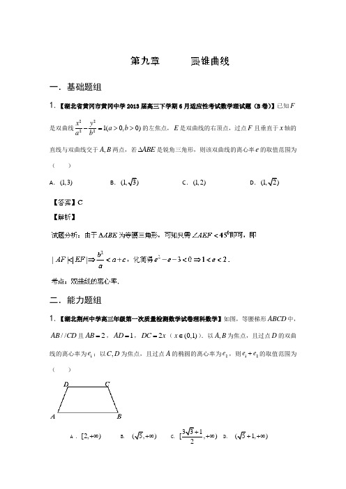 湖北版01期2014届高三名校数学理试题分省分项汇编专题09圆锥曲线Word版含解析