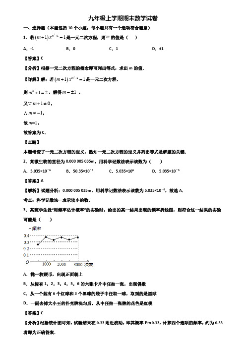 (汇总3份试卷)2020年江苏省名校九年级上学期数学期末达标检测试题
