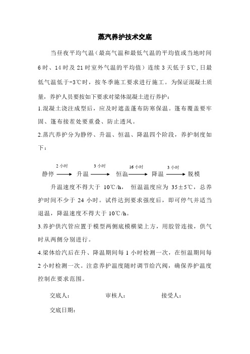 养护技术交底(蒸汽)