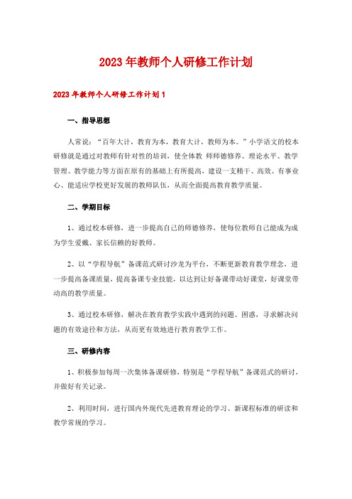 2023年教师个人研修工作计划_1