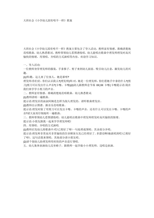 大班社会《小学幼儿园有啥不一样》教案