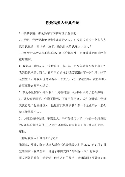 你是我爱人经典台词