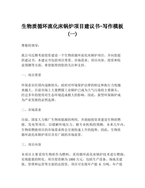 生物质循环流化床锅炉项目建议书-写作模板 (一)