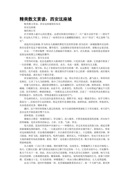 精美散文赏读：西安这座城