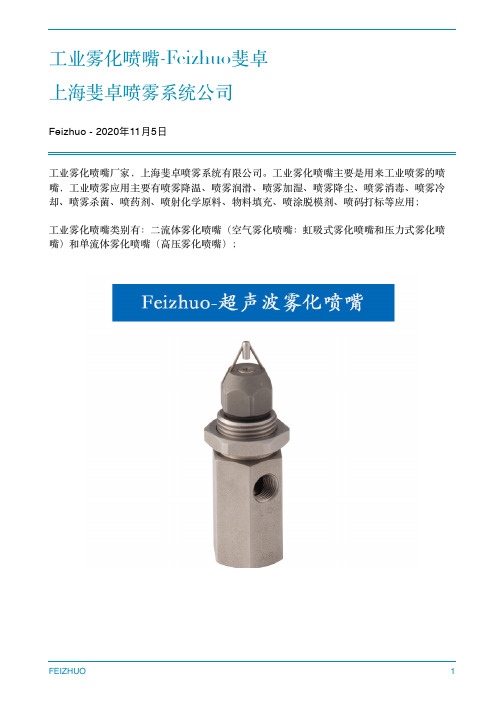 工业雾化喷嘴-Feizhuo斐卓