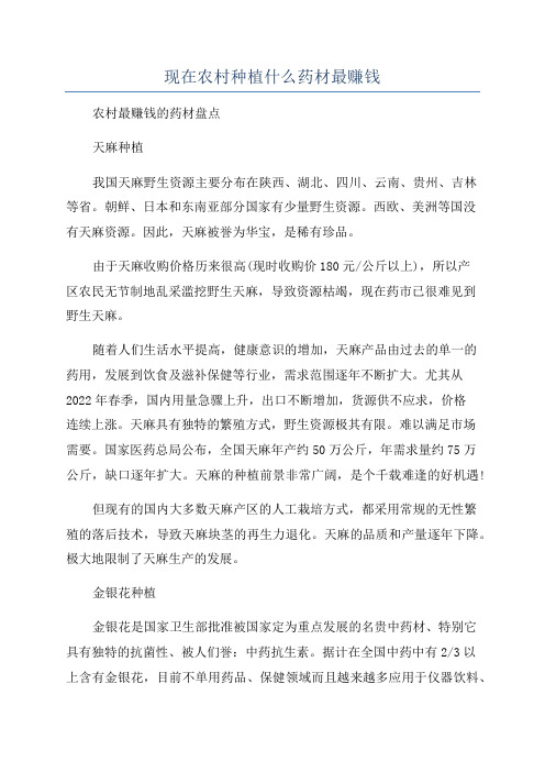现在农村种植什么药材最赚钱