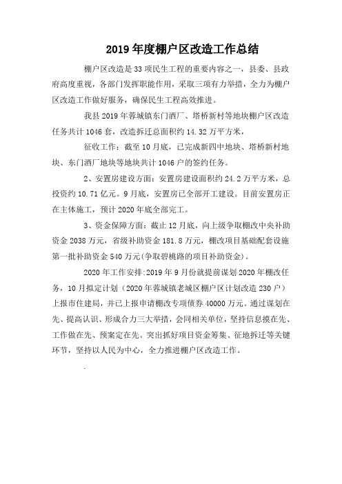 2019年度棚户区改造工作总结