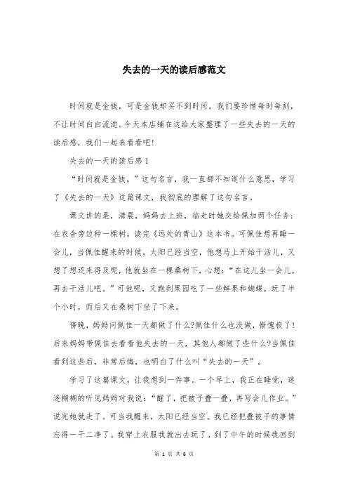 失去的一天的读后感范文