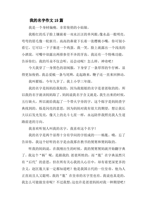 我的名字作文15篇精选