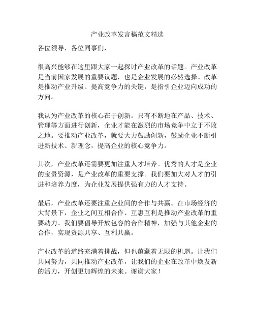 产业改革发言稿范文精选