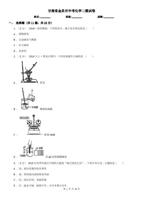 甘肃省金昌市中考化学二模试卷
