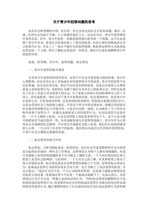 关于青少年犯罪问题的思考