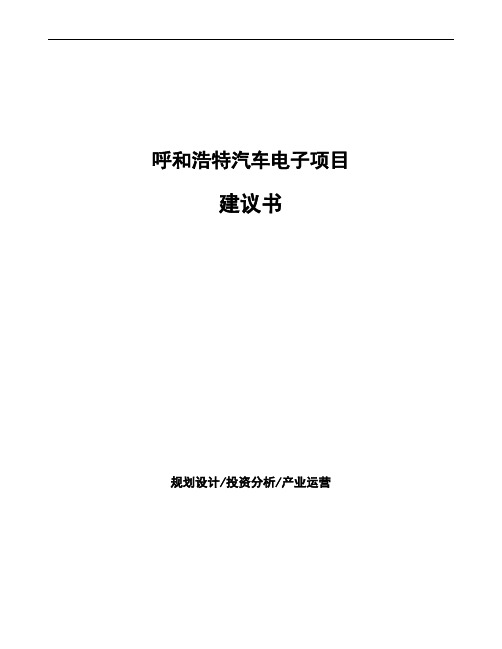 呼和浩特汽车电子项目建议书
