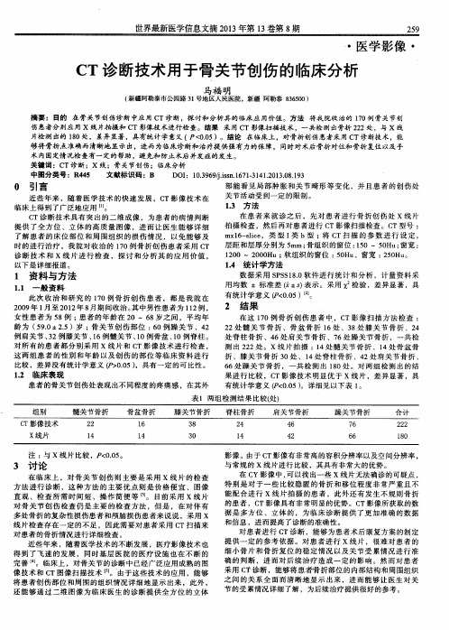 CT诊断技术用于骨关节创伤的临床分析