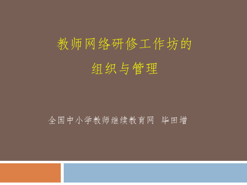 教师网络研修工作坊的组织管理