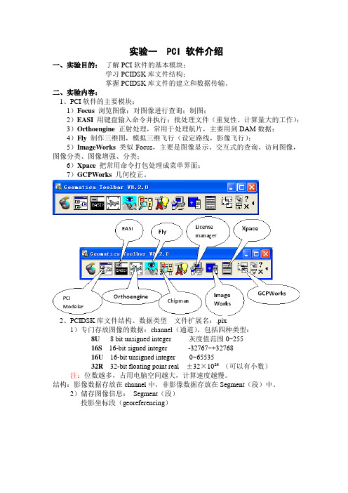 遥感实验一  PCI 软件介绍