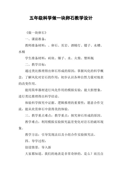 五年级科学做一块卵石教学设计