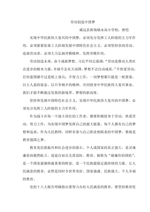 劳动创造中国梦 教师篇
